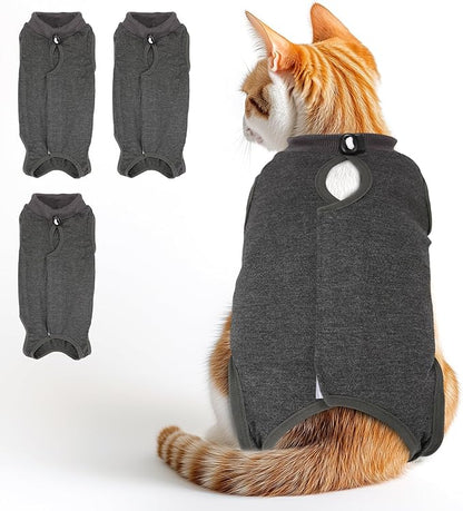 3 PCS Cat Recovery Suit for Spay Abdominal Wounds Female, Cat Onesie for Cats After Surgery, Pet Surgery Recovery Suit Kitten Onesie for Cats Anti Licking
