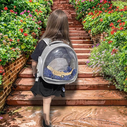 Bearded Dragon Travel Backpack with Harness and Leash Set,Lizard Backpack Travel Carrier,Space Capsule Clear Bubble Window Astronaut Reptile Carrier Backpack for Kids, Airline Approved