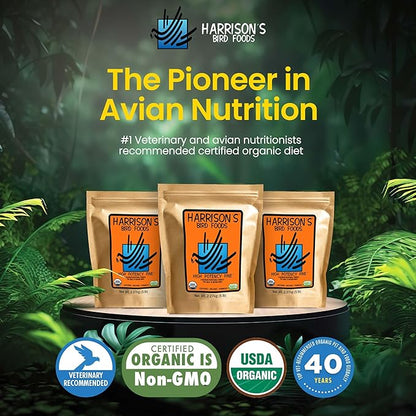 Harrison's Bird Foods High Potency Maximum Nutritional Formula for Small to Medium Birds, Certified Organic Non-GMO Pet Bird Food, Vet-Developed, Suitable for All Life Stages, 2.27 kg/ 5 lb