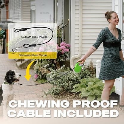 Fida Retractable Dog Leash, 16ft Heavy Duty Pet Walking Leash for Medium Dog or Cat up to 44 lbs, Tangle Free. One-Hand Brake (Medium, Green)