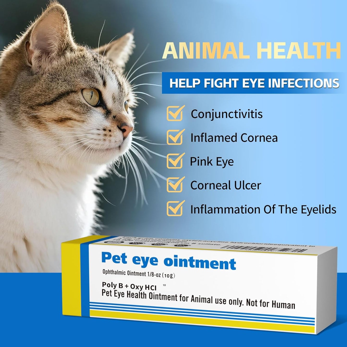 Pet Eye Health for Dogs, Cats, Cattle, Sheep, Horses, Birds and Puppies, Kitten - 1 Tube 0.35 oz /10g