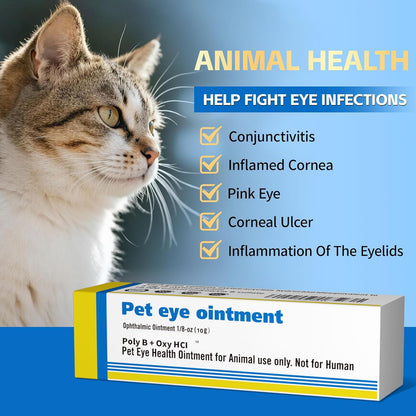 Pet Eye Health for Dogs, Cats, Cattle, Sheep, Horses, Birds and Puppies, Kitten - 1 Tube 0.35 oz /10g