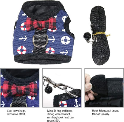 Rypet Guinea Pig Harness and Leash - Soft Mesh Small Animal Harness with Safe Bell, No Pull Comfort Padded Vest for Guinea Pigs, Ferret, Chinchilla and Similar Small Animals