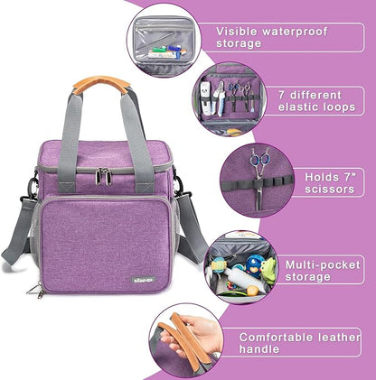 Pet Grooming Bag, Dog Grooming Supplies Organizer Tote Bag, Perfect for Pet Grooming Tool Kit Accessories-Purple