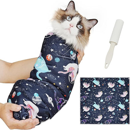 Supet Cat Grooming Wrap for Cutting Nails, 2025 Self-Adherent Cat Wrap, Anti-Escape Calming Cat Swaddle Wrap for Medicine, Nail Clipping, Teeth Brushing, Ear Cleaning