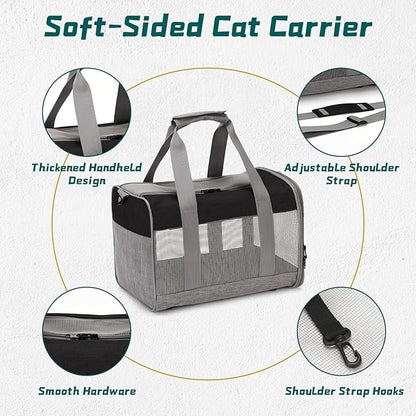 PINVNBY Bunny Carrier for Travel Camping Outdoor, Small Pet Carrier, Guinea Pig Carrier, Breathable Pet Portable Hand Bag for Hamster Bunny Guinea Pig（Black & Gray）