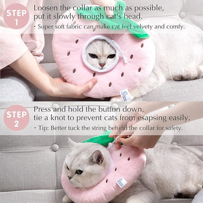 ANWA Adjustable Cat Cone Collar Soft, Cute Cat Donut Collar After Surgery, Kitten Recovery Cones to Stop Licking
