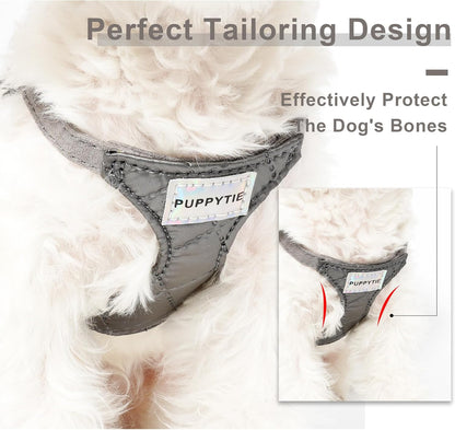 Puppytie No Pull Dog Harness with Multifunction Dog Leash,Soft Adjustable No Choke Escape Proof Pet Harness Vest for Medium Dogs,Glossy Grey,M
