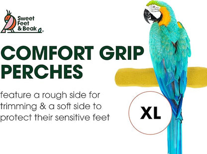 Sweet Feet and Beak Comfort Grip Safety Perch for Bird Cages - Patented Pumice Perch for Birds to Keep Nails and Beaks in Top Condition - Safe Easy to Install Bird Cage Accessories - XL 13.5"