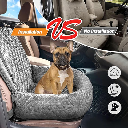 Sephyroth Dog Car Seat for Small/Medium Dogs, Washable Pet Travel Safety Seat, Super Soft Removable, Fits All Cars (Gray)