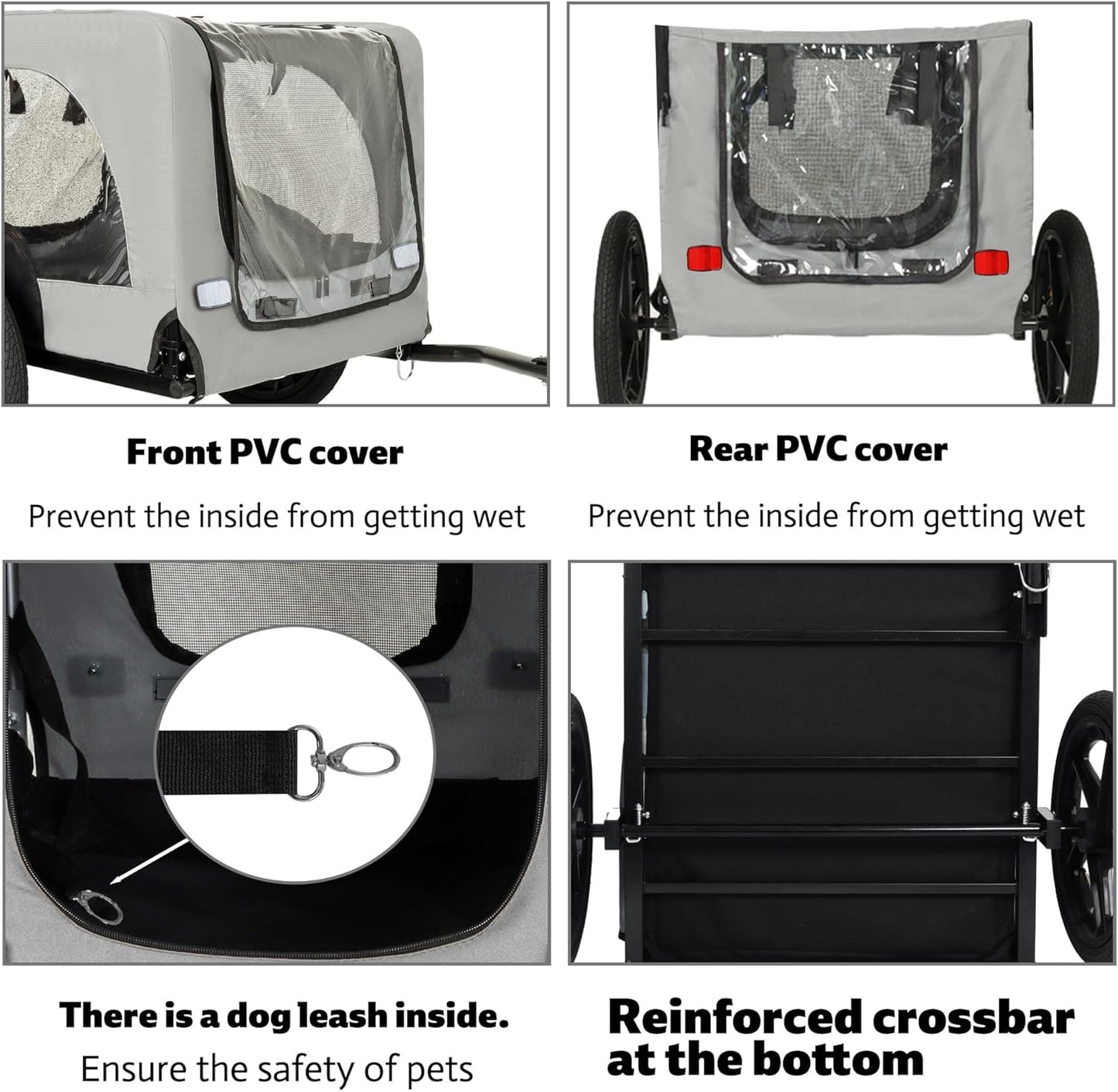 Pet Bike Trailer for Dogs, 88LBS Capacity Dog Bicycle Trailer with 20" Pneumatic Rubber Wheels, Multi-Directional Ventilation, Waterproof Cover, Perfect for Cycling with Pets