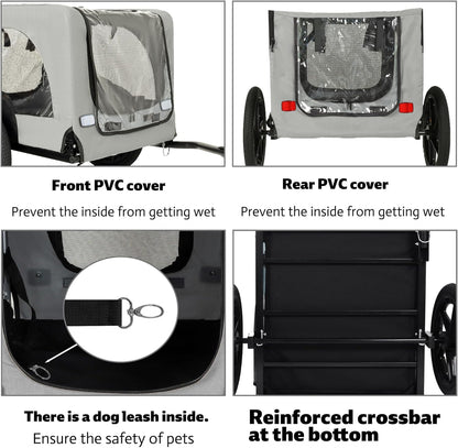 Pet Bike Trailer for Dogs, 88LBS Capacity Dog Bicycle Trailer with 20" Pneumatic Rubber Wheels, Multi-Directional Ventilation, Waterproof Cover, Perfect for Cycling with Pets