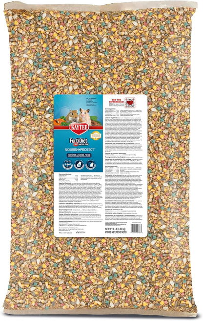 Kaytee Forti-Diet Pro Health Nourish+Protect Hamster and Gerbil Food, Comprehensive Nutrition Backed by Science, Digestive Health, Immune Support, 8 Pounds
