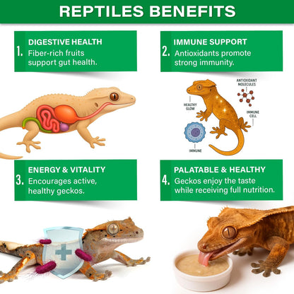 'Picky Geck' Rainforest Mist - Premium Crested Gecko Food | Immune & Digestion Support with Banana, Papaya, Fig & Blueberry | No Fillers - Only Premium Ingredients | 2oz | Made in USA