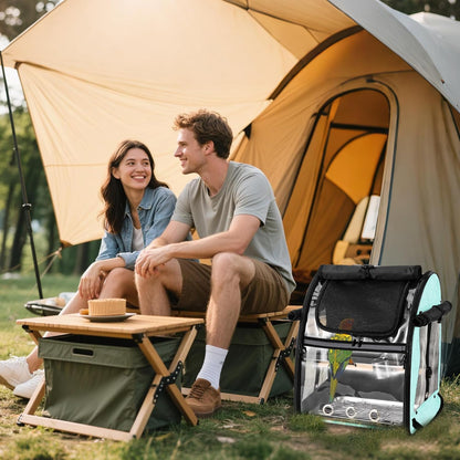 Sanmoncare Bird Carrier Backpack with Stainless Steel Mesh, Parrot Travel Cage with Stand, Easy to Clean, Portable Conures Travel Bag, Pet Breathable Travel Cage