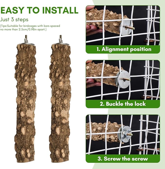 8pcs Brid Perch Bird Cage Accessories 2 Natural Grape Stick Paw Grinding Fork 6 Parrot Stand Bird Toys for Parakeets, Cockatiels, Conure, Budgies