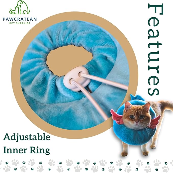 Adjustable Comfy Flower Style Elizabeth Collar for Cats Puppies Soft Recovery Cone Pet Protective Neck Collar (Blue Angel Wing, Medium)