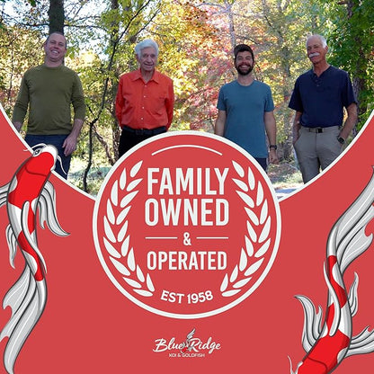 Blue Ridge Koi Fish Food 25lb - 3/16" Probiotic Plus for Goldfish and Ponds, Premium Fall and Winter Floating Pellets