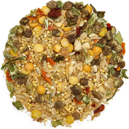 Bird Street Bistro Parrot Food for Parakeets & Cockatiels - Hearty Veggies - 20 oz - Cooks in 3-15 min, Natural & Organic Grains, Fruits & Vegetables - USA Made