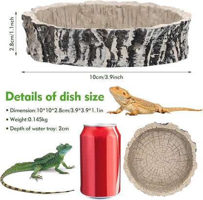 Small Reptile Food Dish 2 Packs Reptile Feeding Food Bowl Novelty Foods Bowl Lizard Reptile Water Bowls Dish Gecko Lizard Spider Scorpion Chameleon