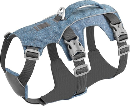 Escape Proof Dog Harness Medium Sized Dog, Reflective No Pull Dog Vest with Handle, Lightweight Full Body Pet Harness Adjustable for Walking,Training(Blue,Chest:17-32")