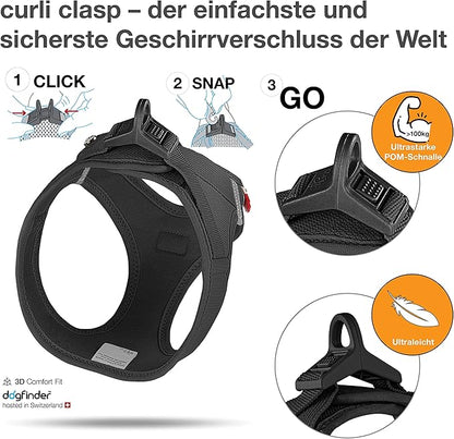 Vest Harness curli Clasp Air-Mesh Black 3XS