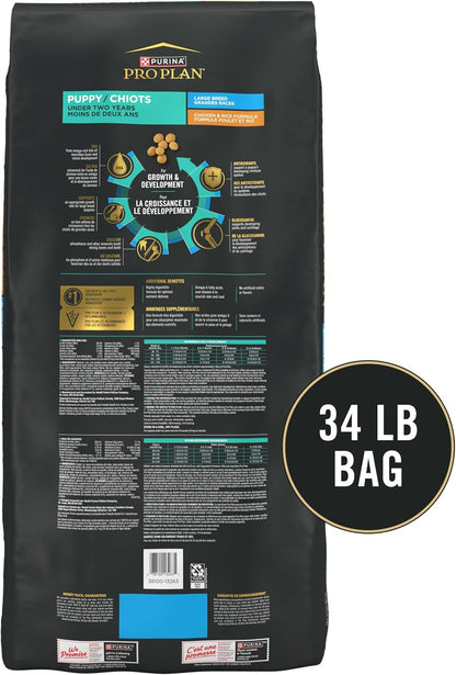 Purina Pro Plan Large Breed Dry Puppy Food, Chicken and Rice Formula - 34 lb. Bag
