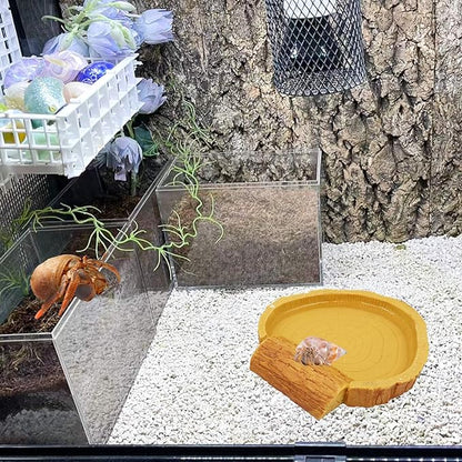 Hermit Crab Pool, Resin Reptile Water Bowl & Bathing Dish, Aquarium Tank Cage Habitat Accessories for Small to Medium Hermit Crab Turtles Lizard Frog Gecko Bearded Dragon