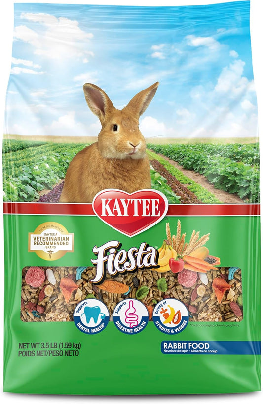 Kaytee Fiesta Rabbit Food, Nutritious and Fun Blend, Supports Dental Health and Digestion, 3.5 pounds