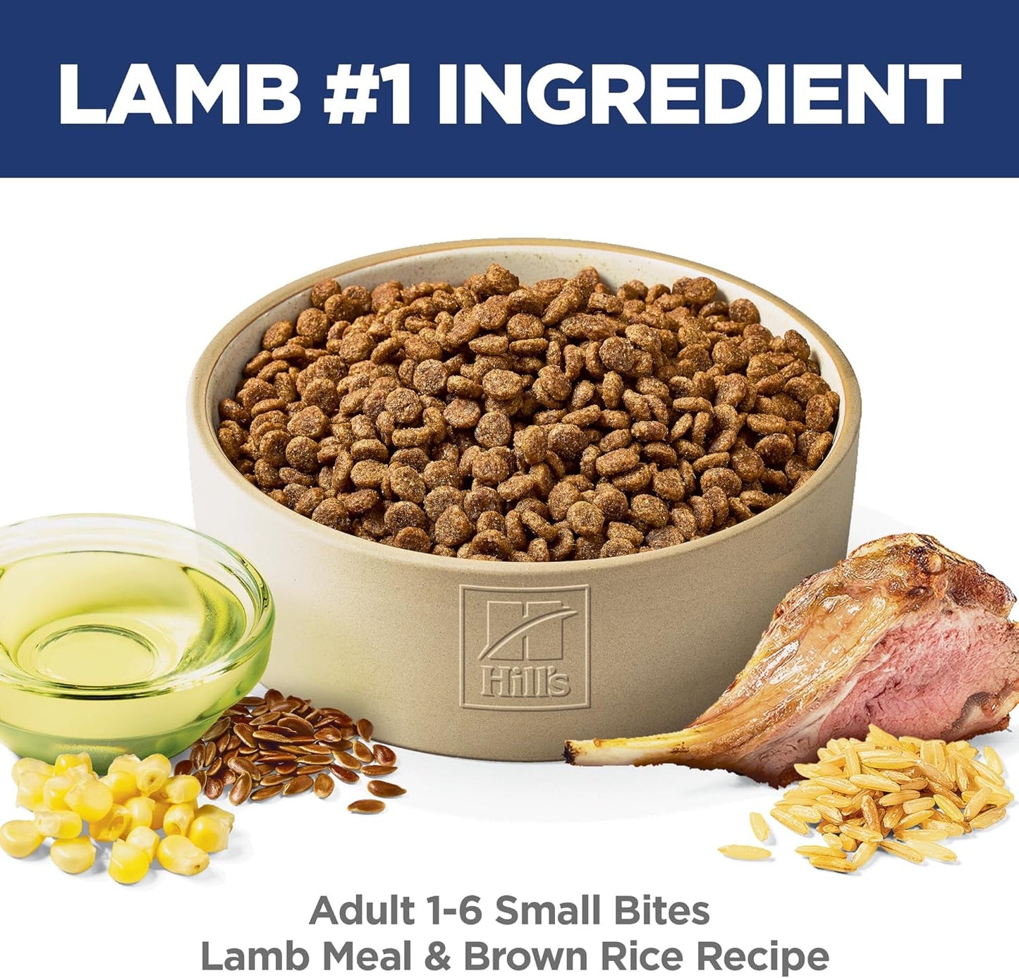 Hill's Science Diet Adult 1-6, Adult 1-6 Premium Nutrition, Small Kibble, Dry Dog Food, Lamb & Brown Rice, 4.5 lb Bag