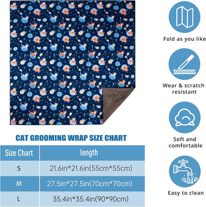 Cat Grooming Wrap,Anti-Escape Cat Wrap for Grooming,Self-Adherent Soft Cat Blanket to Wrap,Anti-Bite,Clip Nails,Anti-Scratch,Cat Calming Wrap,Cat Burrito Wrap,Swaddle Wrap Pet Tool
