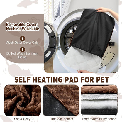 4 Pack Self Heating Cat Pad 16 x 20 Inch Self Warming Cat Bed Non Slip Warm Dog Pad Mat Washable Pet Kennel Crate Bed Mat for Indoor Outdoor Pets(Dark Coffee,16 x 20 Inch)