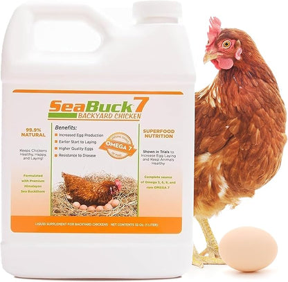 Chicken & Bird Supplement with Sea Buckthorn to Improve Egg Quality (1-Month Supply for 20 Chickens) – Earlier Laying, Egg Production Booster & Higher Quality Eggs