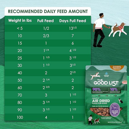 Farmland Traditions The Good List Air-Dried Dog Food, Premium Lamb, Venison, & Bone Broth for Dogs, Protein Rich & Grain-Free Nutrition, 1 Pound Bag