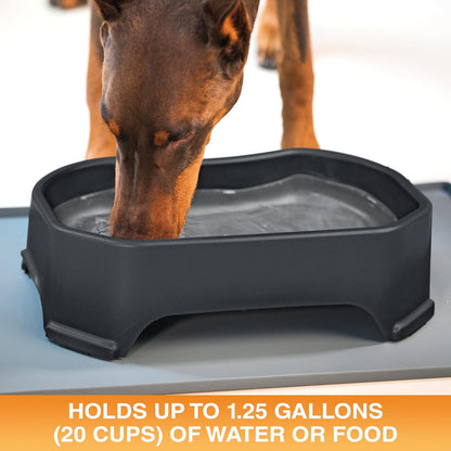 Neater Pet Brands Large Water Bowl for Dogs, Outdoor Dog Water Bowl (1.25 Gallon Extra-Large Capacity), Big Trough Style Food Dish for Indoors or Outside, No Spill Large Dog Bowls, Midnight Black