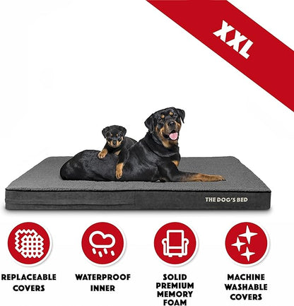 The Dog’s Bed Orthopedic Memory Foam Dog Bed, 2XL Grey Plush, Pain Relief for Arthritis, Hip & Elbow Dysplasia, Post Surgery, Lameness, Supportive, Calming, Waterproof Washable Cover