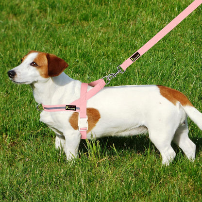 Plutus Pet Cotton Dog Harness and Leash Set, Reflective and Soft Padded, Quick Fit Vest Harness, for Small, Medium and Large Dogs, Pink, M