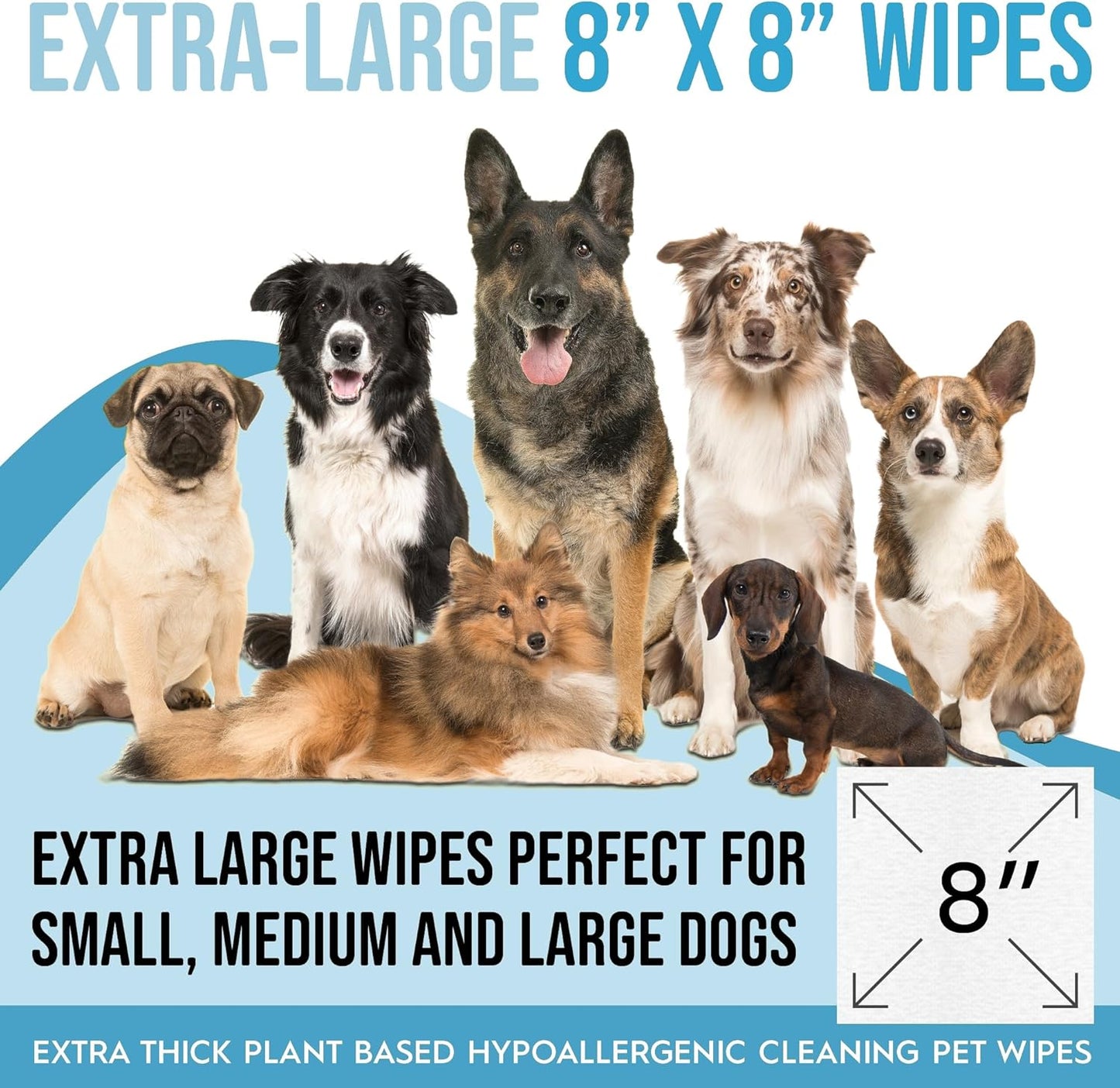 Dog Wipes for Paws and Butt Ears Eyes | Unscented Natural Pet Wipes for Dogs | Hypoallergenic Dog Wipes Cleaning Deodorizing | Extra Thick Plant Based Wipes Dogs Cats Pets | 100 Count