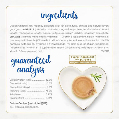 Purina Fancy Feast Classic Pate Ocean Whitefish and Tuna Feast Classic Grain Free Wet Cat Food Pate - (Pack of 24) 3 oz. Cans