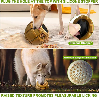 Yipetor Treat Dispensing Dog Toy, Long-Lasting Durable Large Dog Toys, Freezable Fillable Rubber Dog Toys, DIY Interactive Dog Puzzle Play Toy, Holds Kibble, Stopper+Silicone DIY Treat Tray (Large)