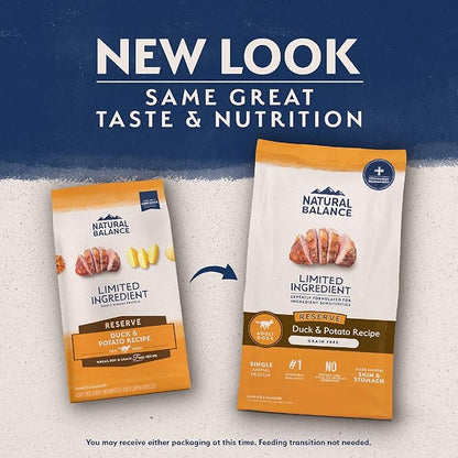 Natural Balance Limited Ingredient Adult Grain-Free Dry Dog Food, Reserve Duck & Potato Recipe, 12 Pound (Pack of 1)