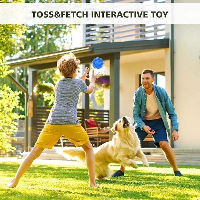 petizer 3-Pack 3.5” Squeaky Dog Toy Balls, Floating Dog Pool Balls, Spiky Dog Balls Water Toys, Durable Interactive Fetch Toys for Puppy, Dog Chew Toys for Teething (3.5", Medium/Large Dog)