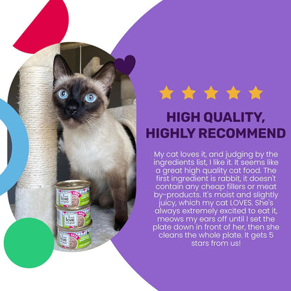 I and love and you Wet Cat Food - Whascally Wabbit Pâté - Rabbit Recipe, Grain Free, Filler Free, 3oz Pack of 24 Cans