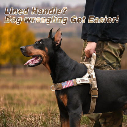 Forestpaw No Pull Dog Harness with Large Handle,Slip on Reflective Vest with Quick Release Buckle,Comfortable Flannel Lining for Medium Large Dogs Walking Training (Includes 3 Patches),Brown Camo XL