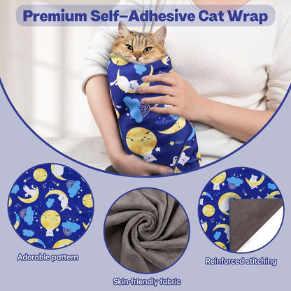 Paw Legend 35.4" Cat Wrap for Grooming Cat Wrap for Cutting Nails Cat Restraint for Nail Clipping Self Adhesive Blanket Restraint Cloth for Cats Within 22lbs