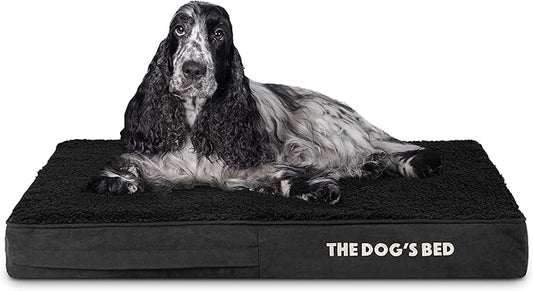 The Dog’s Bed Orthopedic Memory Foam Dog Bed, Medium Black Plush, Pain Relief for Arthritis, Hip & Elbow Dysplasia, Post Surgery, Lameness, Supportive, Calming, Waterproof Washable Cover