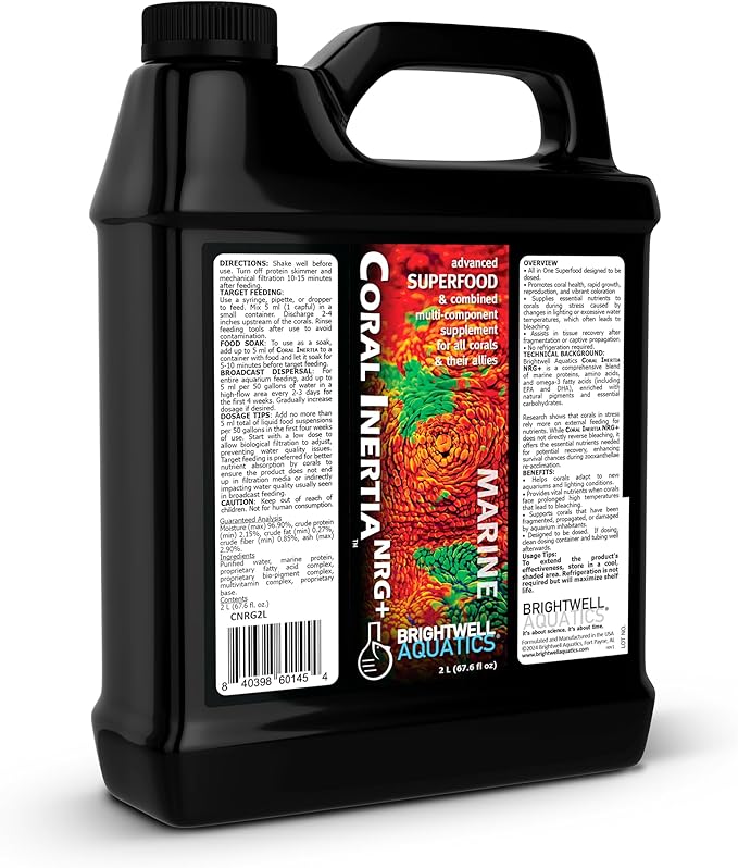 Brightwell Aquatics Coral Inertia NRG+ - All in One Coral Super Food and Multi Nutrient Supplement for All Corals and Their Allies - Aquarium Water Treatments, 2L