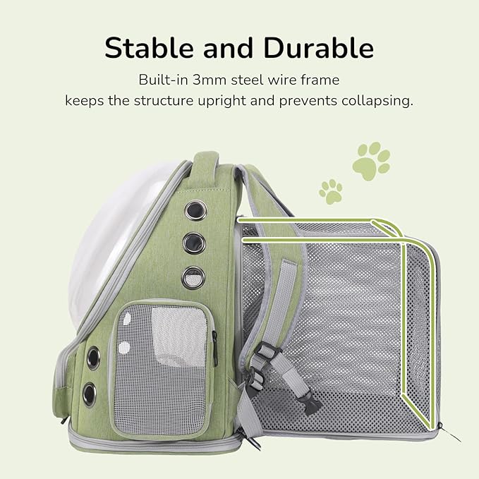 Cat Backpack Carrier for Large Cats, Expandable Cat Bubble Backpack, Dog Carriers for Small Medium Dogs, Airline Approved Pet Carrier for Travel Hiking Outdoor(Green)