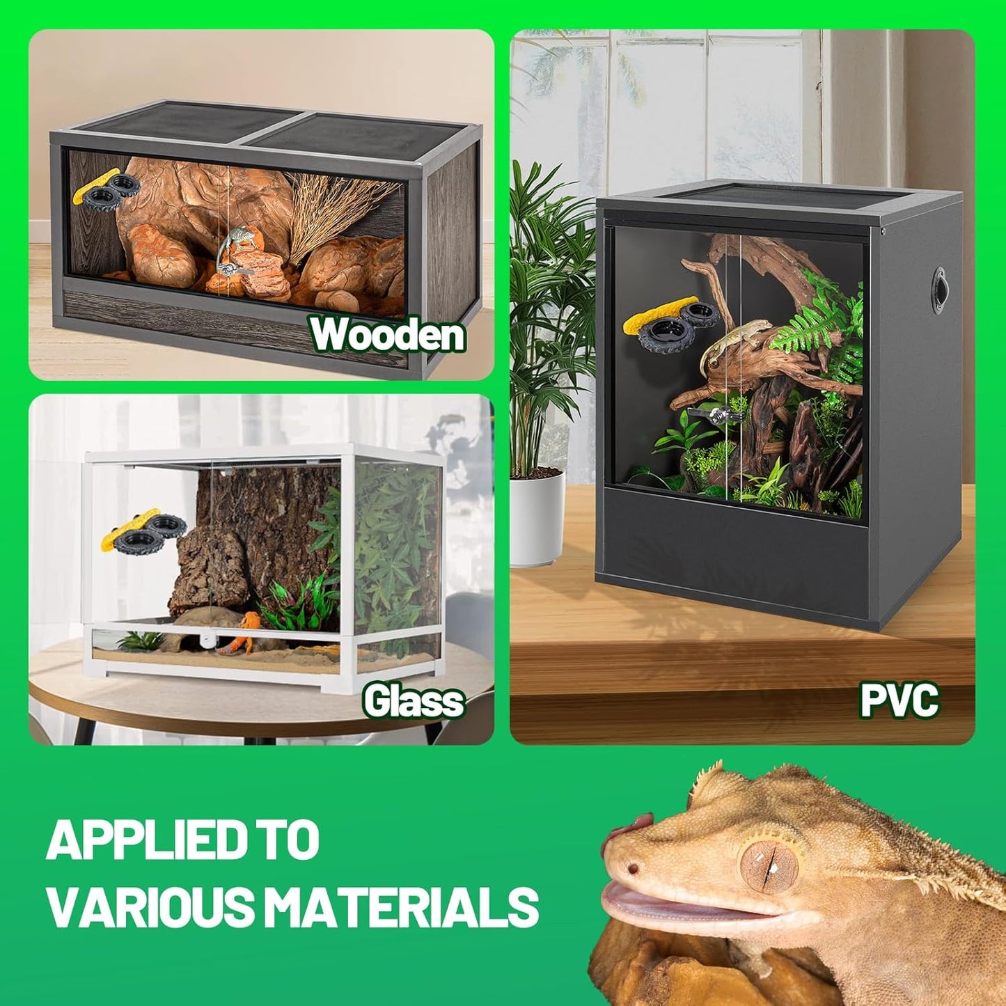 Gecko Gecko Feeder Ledge, Magnetic Reptile Feeding Ledge with 4 Food Bowls, Natural Tire-Design Resin Base for Bearded Dragon, Snake, Frog in Glass/PVC/Acrylic/Wood Tanks