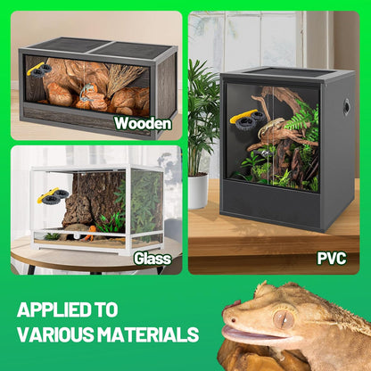 Gecko Gecko Feeder Ledge, Magnetic Reptile Feeding Ledge with 4 Food Bowls, Natural Tire-Design Resin Base for Bearded Dragon, Snake, Frog in Glass/PVC/Acrylic/Wood Tanks